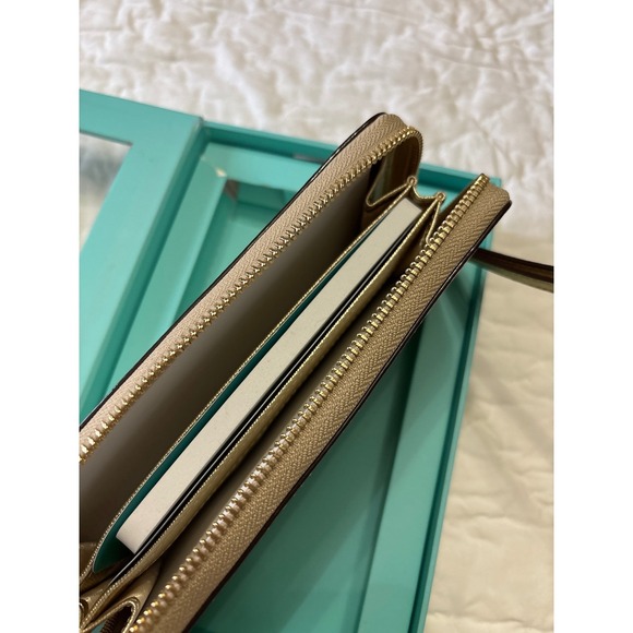 Kate Spade Zip Wristlet Women OS Gold New Metallic Phone Wallet New NIB